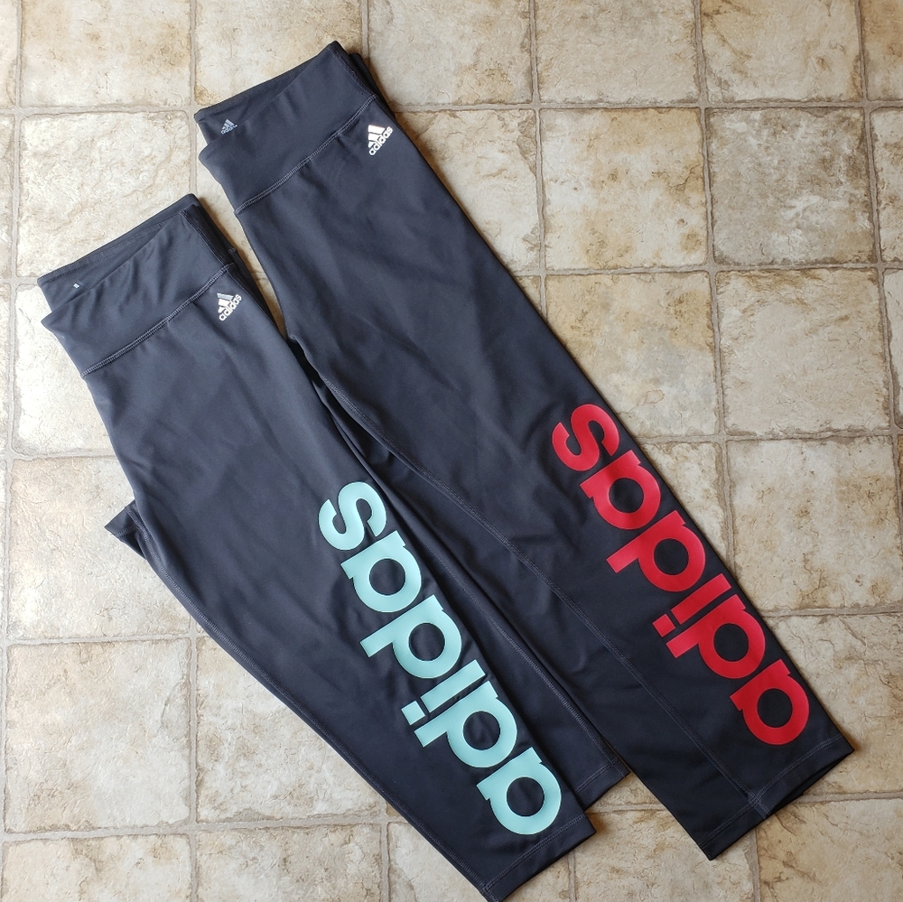 2 pairs grey Adidas climalite leggings